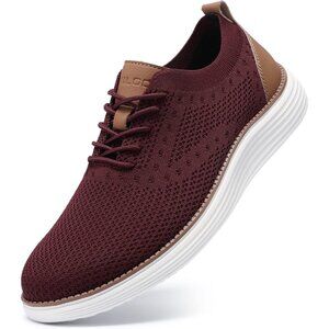 Men's Wine Red Casual Sneakers Mesh Breathable Walking Tennis Comfortable Shoes